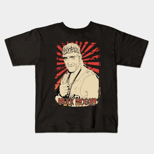 Hulk Hogan 90s Retro Vintage Aesthetic Kids T-Shirt by Ihkwan Art